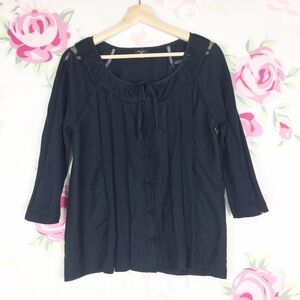 Anthropologie Deletta Navy Peasant Blouse S